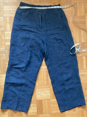 Eileen Fisher Navy Blue Linen Pants